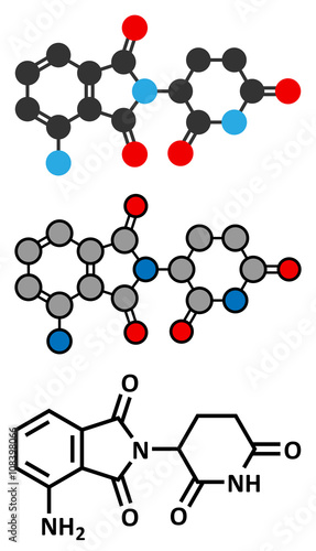 Pomalidomide multiple myeloma drug molecule. Related to thalidomide.