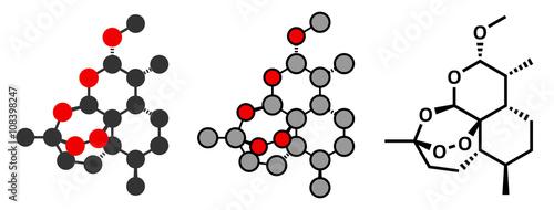 Artemether malaria drug molecule.