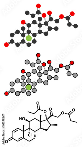 Beclometasone dipropionate glucocorticoid drug molecule.