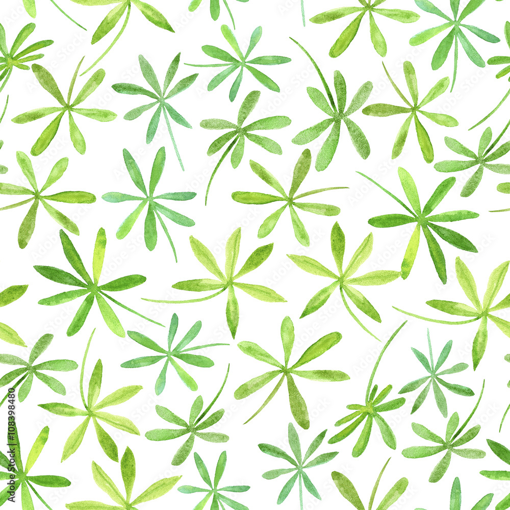 Fototapeta premium Floral seamless pattern.Green leaves.Watercolor hand drawn illustration.