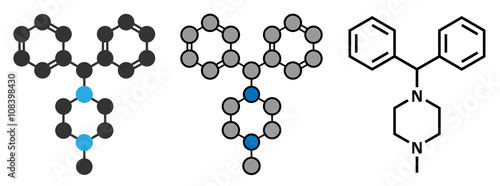 Cyclizine antiemetic drug molecule.