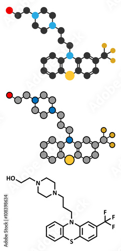 Fluphenazine antipsychotic drug molecule.