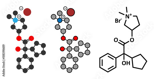 Fototapeta Naklejka Na Ścianę i Meble -  Glycopyrronium bromide (glycopyrrolate) COPD drug molecule. 