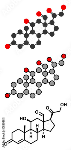 Aldosterone steroid hormone molecule. 