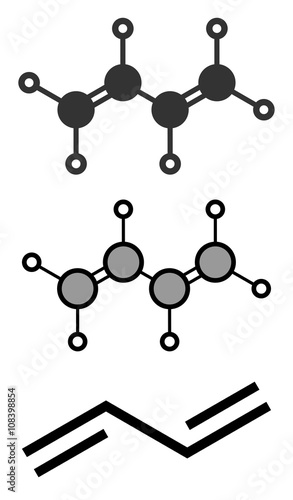Butadiene (1,3-butadiene) synthetic rubber building block molecule