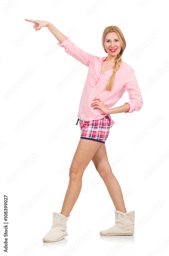 Pretty smiling girl in pink jacket isolated on white Pretty smiling girl in pink jacket isolated on white