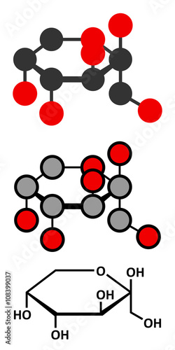 Fructose (D-fructose) fruit sugar molecule. 