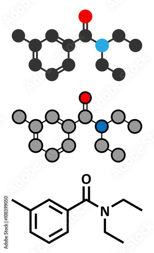 DEET insect repellent molecule. Used to protect against mosquitoes.