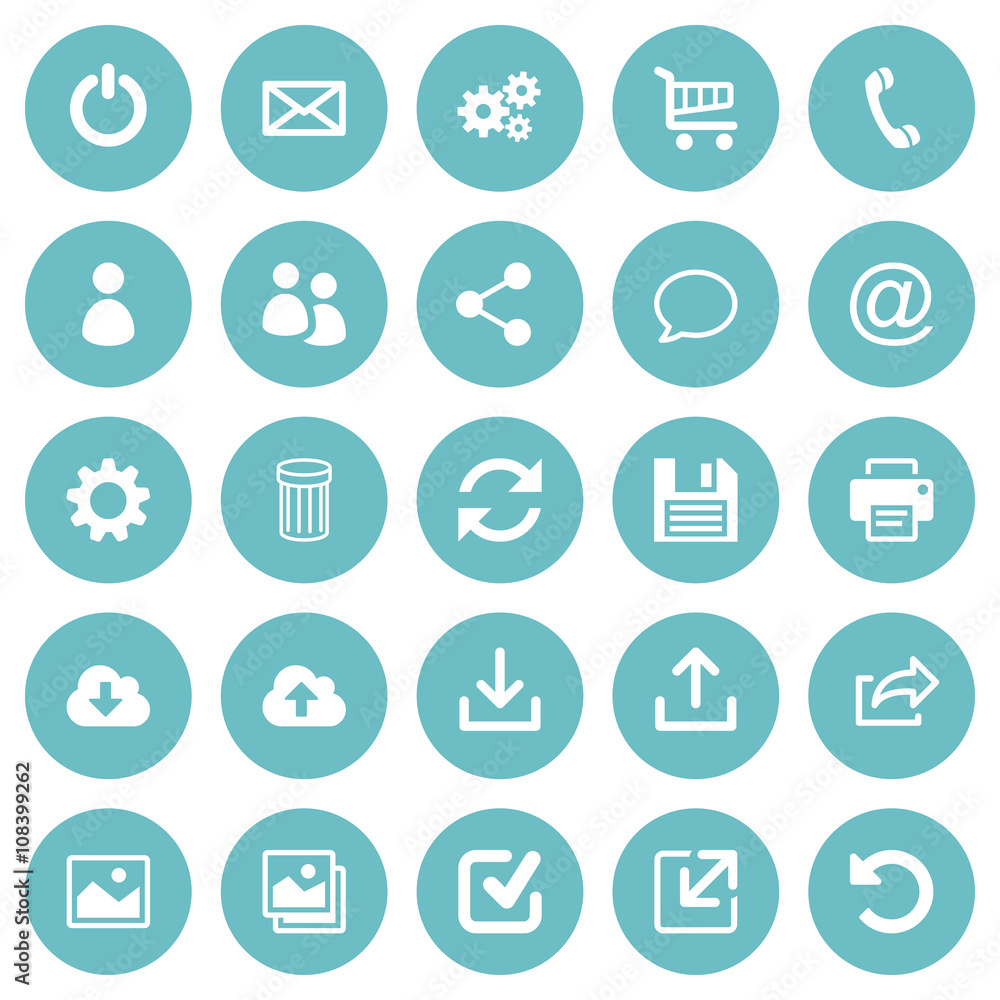 Set of 25 flat web icons Set of 25 flat web icons