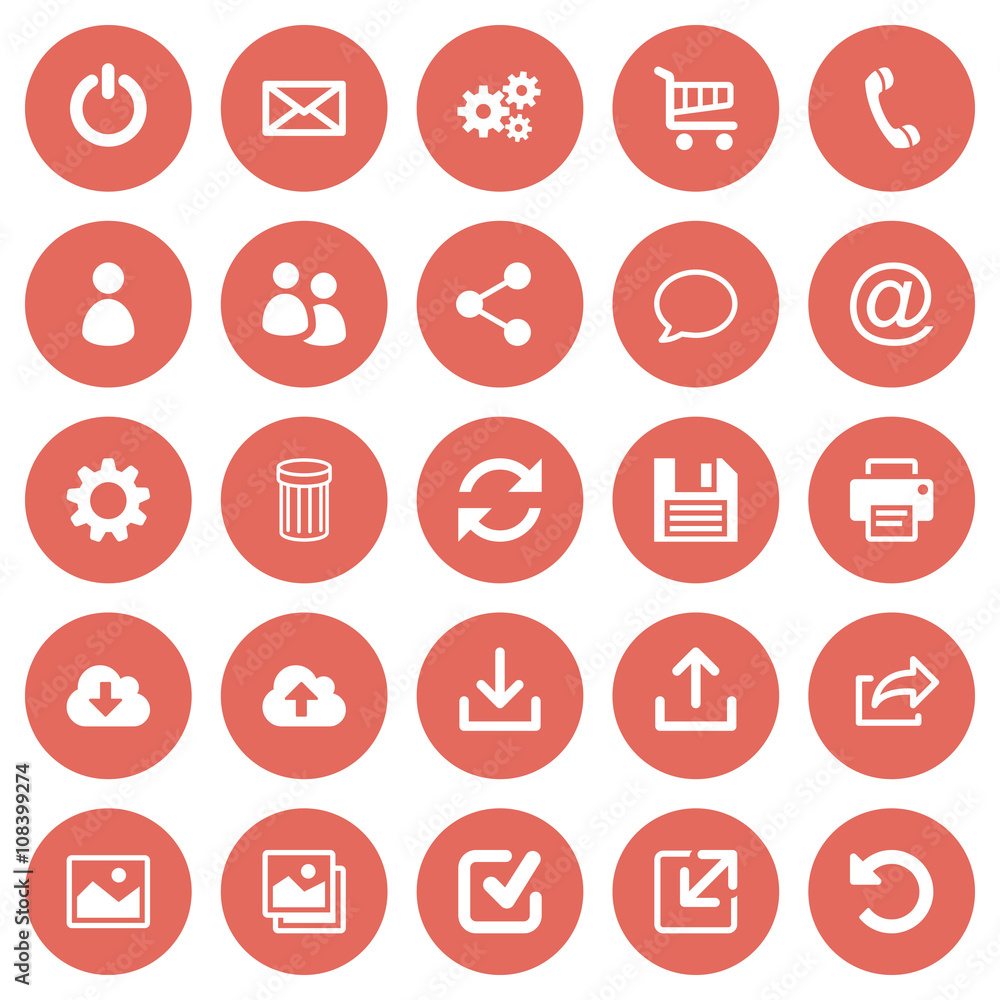 Set of 25 flat web icons Set of 25 flat web icons