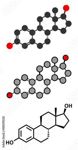 Estradiol (estrogen) female sex hormone molecule.