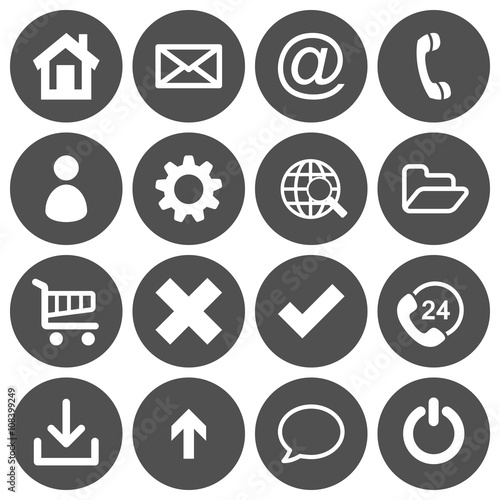 Set of 16 basic flat icons