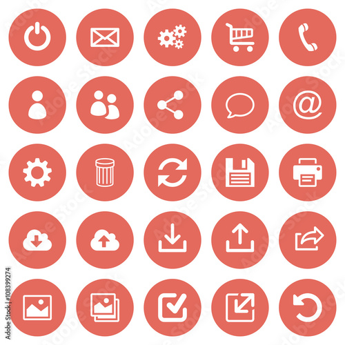 Set of 25 flat web icons