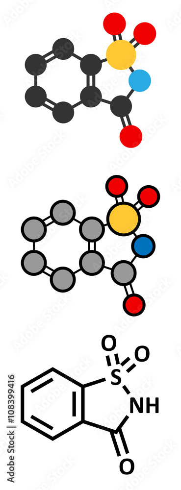 Saccharin artificial sweetener molecule.