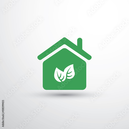 Eco House, Home Concept Design - House Icon With Leaves