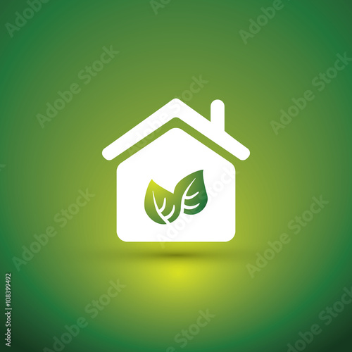 Eco House, Home Concept Design - House Icon With Leaves