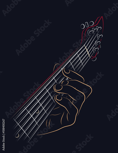 Playing guitar chord.