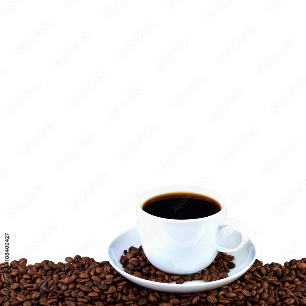 Coffee cup on white background. Menu card with copy space. Coffee cup on white background. Menu card with copy space.