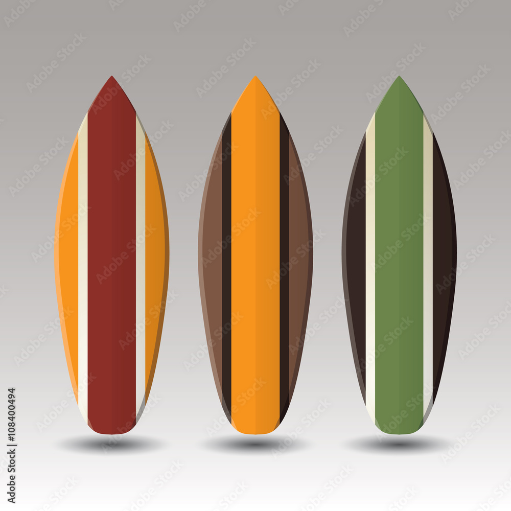 Vector Surfboards Design With Striped Pattern Vector Surfboards Design With Striped Pattern