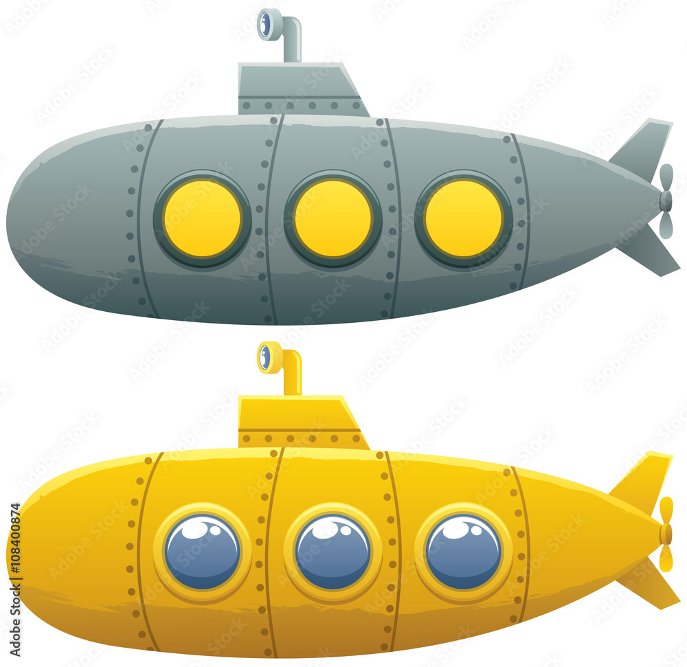 Submarine / Cartoon submarine in 2 versions. Stock Vector | Adobe Stock