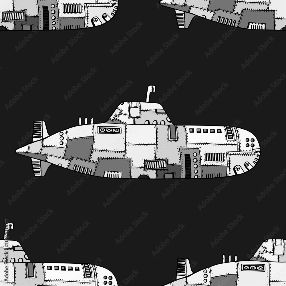 Obraz premium Doodle Sketch Submarine