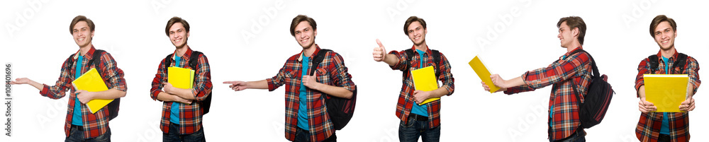Composite photo of student with books
