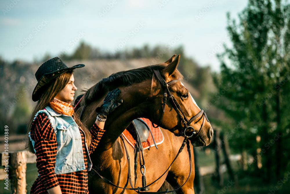 Obraz premium girl and horse