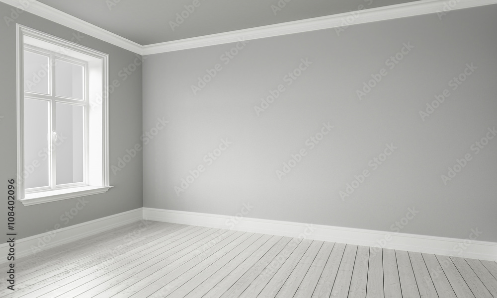Fototapeta premium 3d rendering of Empty Room Interior White Grey Colors
