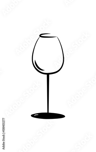 sketch of isolated empty wine glass