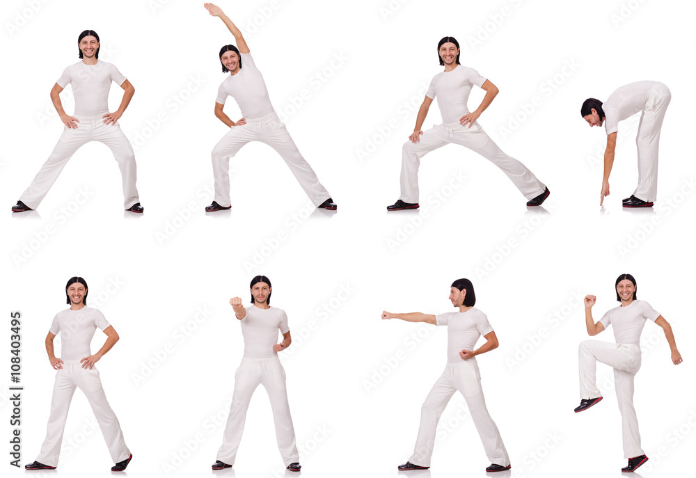 A man in white sportswear isolated on white A man in white sportswear isolated on white