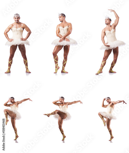 Man in ballet tutu isolated on white