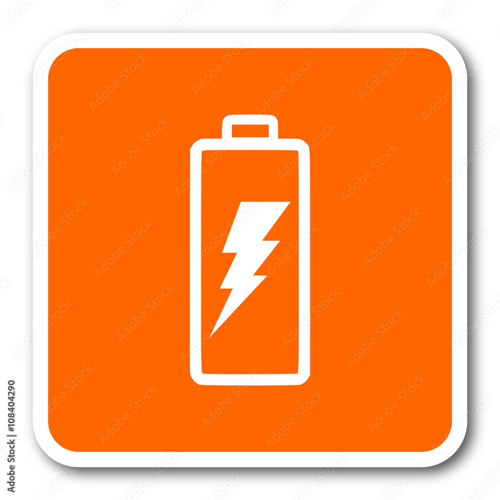 battery orange flat design modern web icon battery orange flat design modern web icon