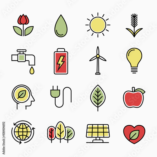 Ecology nature line icons, vector design illustration
