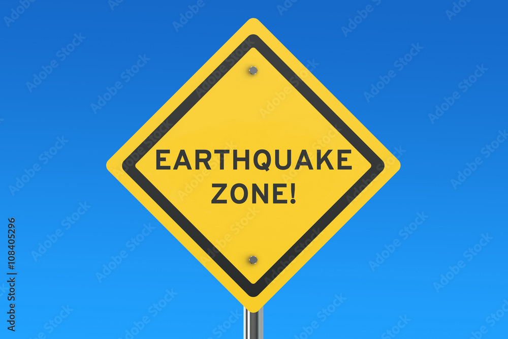 Earthquake Yellow Road Sign 3D rendering Earthquake Yellow Road Sign 3D rendering