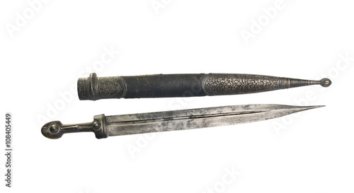 Εκτύπωση καμβά ancient  dagger Georgian with scabbard, 18-19 century