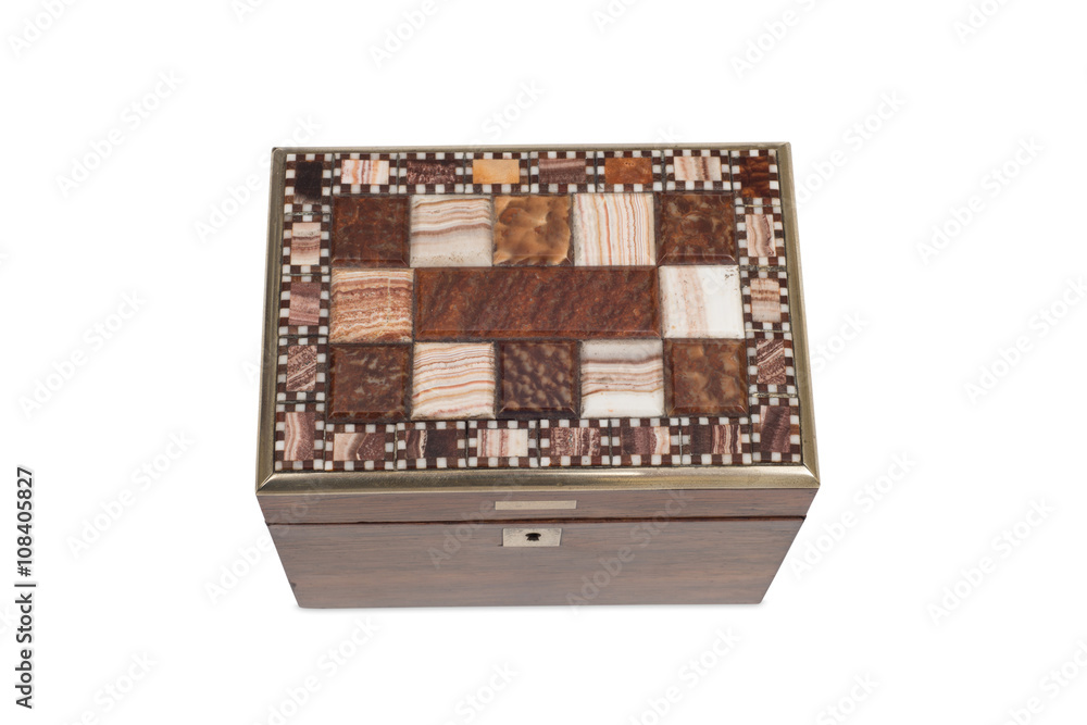 Obraz premium Tiled Lid of an Antique General Purpose Wooden Box