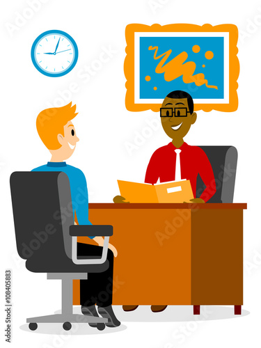 A Young Man Getting A Job Interview Clipart