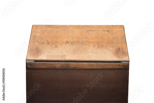 Slightly Opened Lid of an Antique Wooden Chest