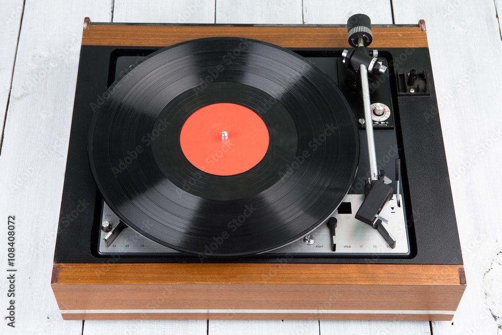 Obraz premium vintage music player turntable with lp