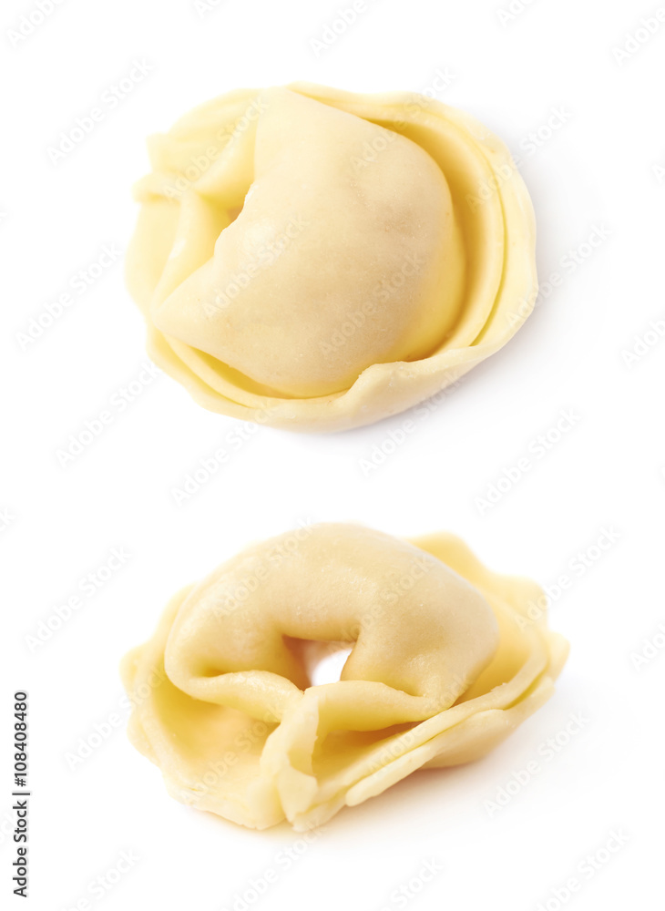 Single ravioli dumpling isolated