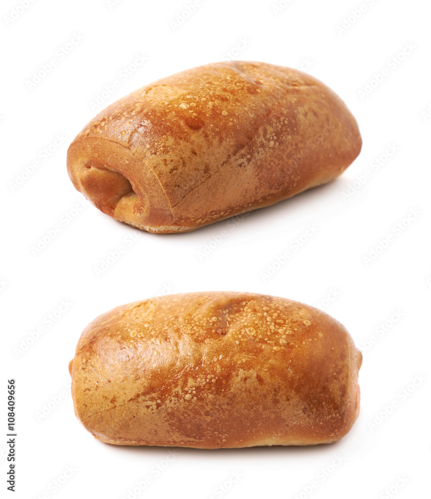 Pastry pocket with sausage isolated Pastry pocket with sausage isolated