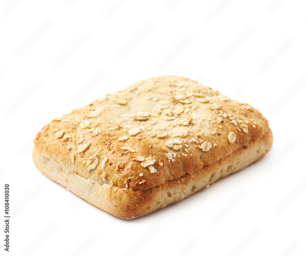 Single piece of bread bun isolated Single piece of bread bun isolated