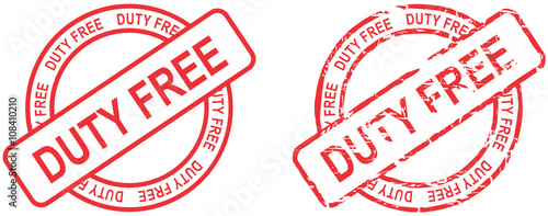 red stamp duty free text isolated set in vector format 
