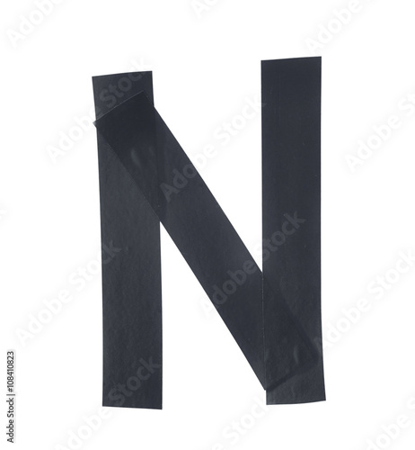 Letter N symbol made of insulating tape