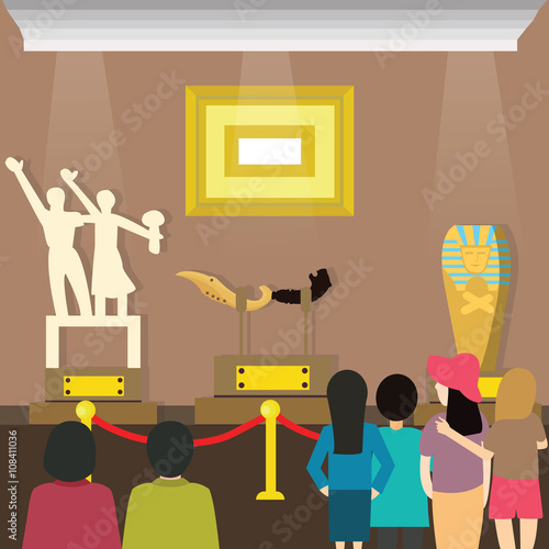 people visits to museum visitor looking painting and sclupture at art exhibition