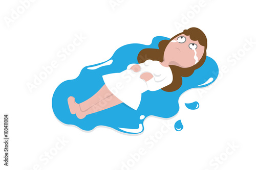 People woman sad sinking in tear