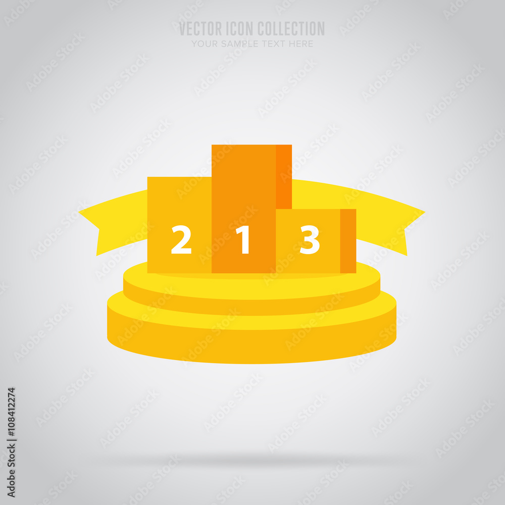 Winner badge isolated vector in flat design style. Colorful winner badge or label. First place. Winner badge isolated vector in flat design style. Colorful winner badge or label. First place.