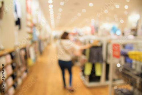 clothing store interior blurred background