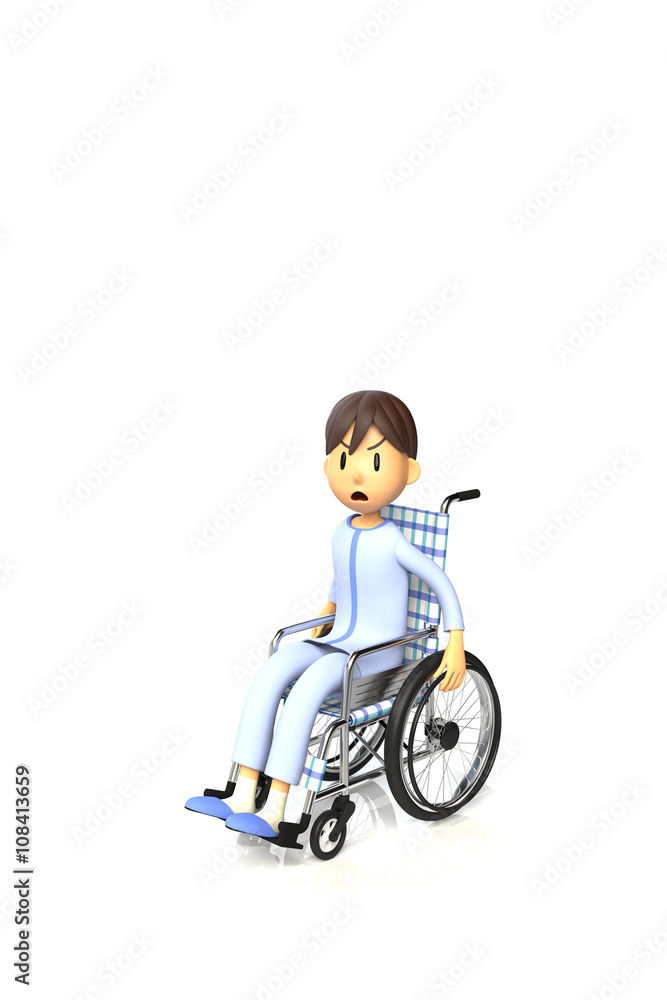 車椅子を使っている少年 車椅子を使っている少年