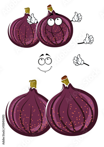 Fresh cartoon common fig fruits character